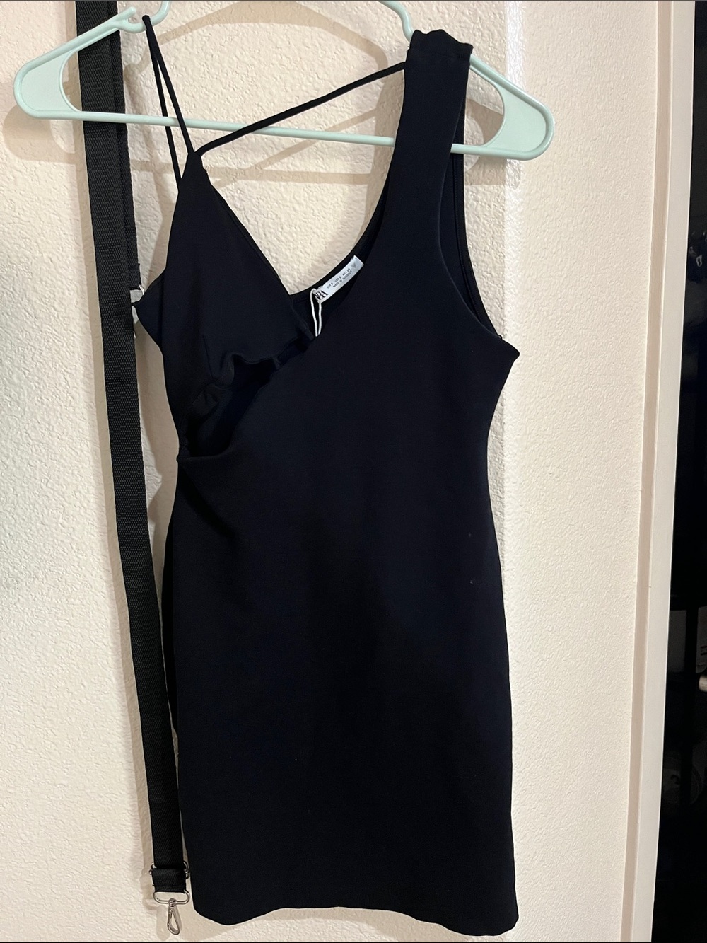 Zara Asymmetric Black Body-con Minidress